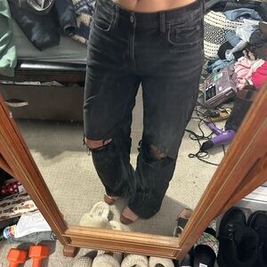 American Eagle black wide leg jeans size 4long